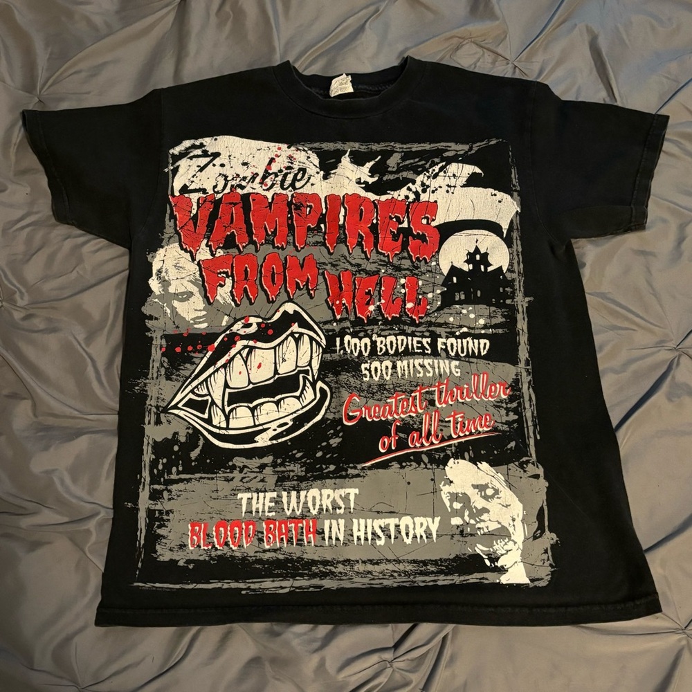 Zombie Vampires From Hell Horror Movie Poster Style Graphic Tee